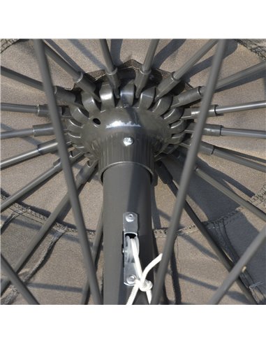 Outsunny Garden Umbrella Ф255cm Table Parasol with Push Button Tilt Crank and Ribs for Garden Lawn Backyard Pool Dark Grey 84D-1