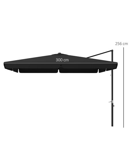 Outsunny 3(m) Cantilever Roma Parasol, Hanging Garden Parasol, Aluminium Square Patio Umbrella with Crank Handle and Tilt, Outdo - pic 48744 | FastDaddyshop