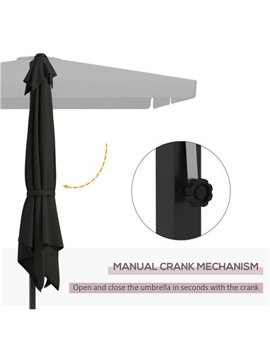 Outsunny 3(m) Cantilever Roma Parasol, Hanging Garden Parasol, Aluminium Square Patio Umbrella with Crank Handle and Tilt, Outdo