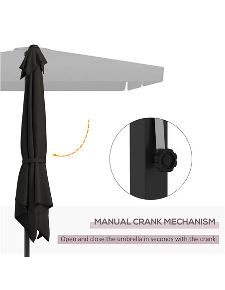 Outsunny 3(m) Cantilever Roma Parasol, Hanging Garden Parasol, Aluminium Square Patio Umbrella with Crank Handle and Tilt, Outdo - pic 48747 | FastDaddyshop
