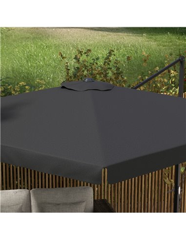 Outsunny 3(m) Cantilever Roma Parasol, Hanging Garden Parasol, Aluminium Square Patio Umbrella with Crank Handle and Tilt, Outdo