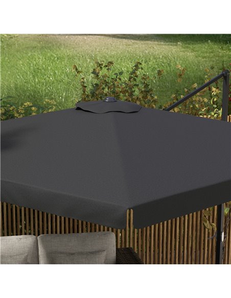 Outsunny 3(m) Cantilever Roma Parasol, Hanging Garden Parasol, Aluminium Square Patio Umbrella with Crank Handle and Tilt, Outdo - pic 48749 | FastDaddyshop