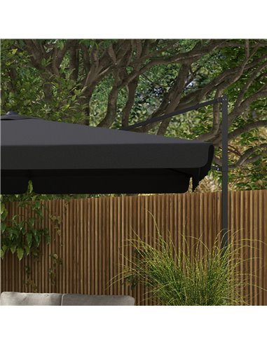Outsunny 3(m) Cantilever Roma Parasol, Hanging Garden Parasol, Aluminium Square Patio Umbrella with Crank Handle and Tilt, Outdo