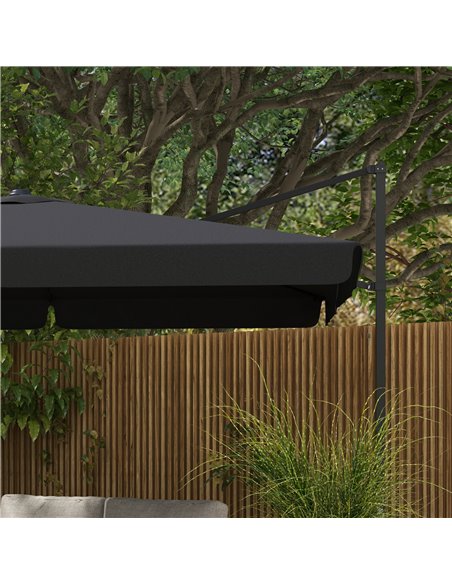 Outsunny 3(m) Cantilever Roma Parasol, Hanging Garden Parasol, Aluminium Square Patio Umbrella with Crank Handle and Tilt, Outdo - pic 48750 | FastDaddyshop