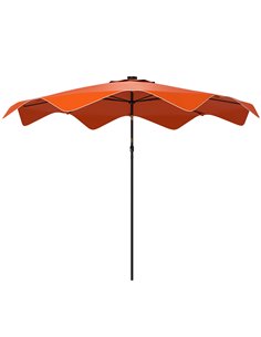 Outsunny 3 x 3 (m) Solar Patio Umbrella with LED and Tilt, Orange 84D-328V00OG