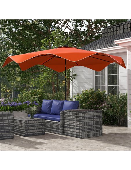Outsunny Solar Patio Umbrella with LED and Tilt, Outdoor Market Table Umbrella Parasol with Crank, 3 x 3 (m), Orange 84D-328V00O - pic 48752 | FastDaddyshop