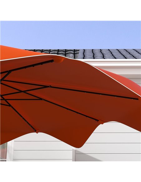 Outsunny Solar Patio Umbrella with LED and Tilt, Outdoor Market Table Umbrella Parasol with Crank, 3 x 3 (m), Orange 84D-328V00O - pic 48759 | FastDaddyshop