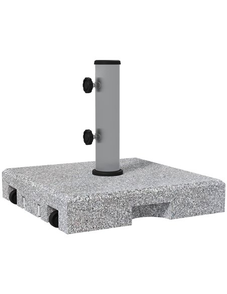 Outsunny Granite Parasol Base, 28kg Heavy Duty Square Umbrella Stand with Wheels, Grey 84D-287V00GY - pic 48760 | FastDaddyshop
