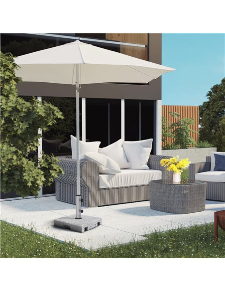 Outsunny Granite Parasol Base, 28kg Heavy Duty Square Umbrella Stand with Wheels, Retractable Handle, Stainless Steel Tube, Grey - pic 48761 | FastDaddyshop