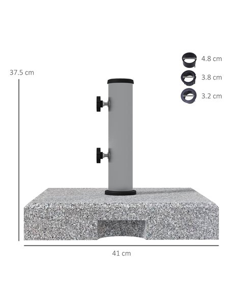 Outsunny Granite Parasol Base, 28kg Heavy Duty Square Umbrella Stand with Wheels, Retractable Handle, Stainless Steel Tube, Grey - pic 48762 | FastDaddyshop
