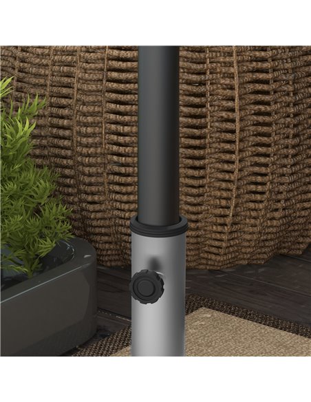 Outsunny Granite Parasol Base, 28kg Heavy Duty Square Umbrella Stand with Wheels, Retractable Handle, Stainless Steel Tube, Grey - pic 48767 | FastDaddyshop