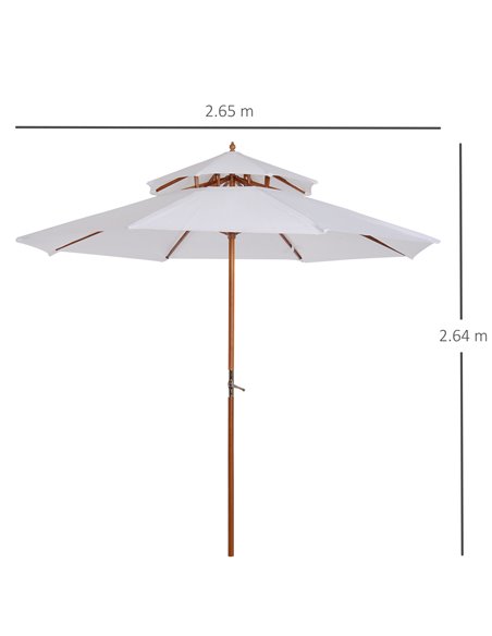 Outsunny 2.7m Patio Umbrella Double Tier Garden Parasol Umbrella Outdoor Sun Umbrella Sunshade Bamboo Parasol Cream White 840-02 - pic 48771 | FastDaddyshop