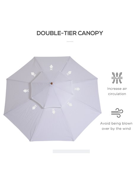Outsunny 2.7m Patio Umbrella Double Tier Garden Parasol Umbrella Outdoor Sun Umbrella Sunshade Bamboo Parasol Cream White 840-02 - pic 48774 | FastDaddyshop
