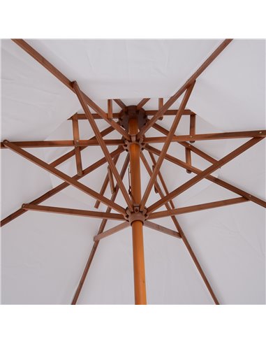 Outsunny 2.7m Patio Umbrella Double Tier Garden Parasol Umbrella Outdoor Sun Umbrella Sunshade Bamboo Parasol Cream White 840-02