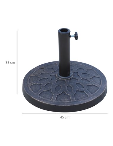 Outsunny 13kg Resin Umbrella Stand Holder, Garden Parasol Base for 38mm or 48mm Outdoor Umbrella Poles, Bronze Tone 01-0414