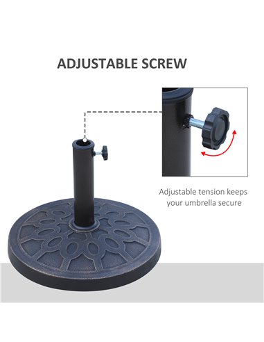Outsunny 13kg Resin Umbrella Stand Holder, Garden Parasol Base for 38mm or 48mm Outdoor Umbrella Poles, Bronze Tone 01-0414