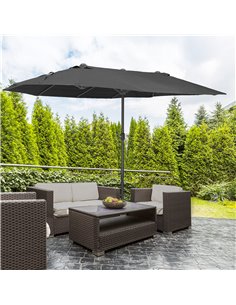 Outsunny 4.6m Double-Sided Patio Parasol Sun Umbrella, Black 84D-031V01BK 2