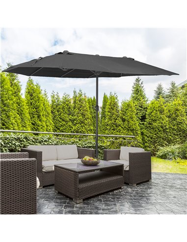 Outsunny 4.6m Double-Sided Patio Parasol Sun Umbrella-Black 84D-031V01BK