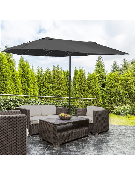 Outsunny 4.6m Double-Sided Patio Parasol Sun Umbrella-Black 84D-031V01BK - pic 48788 | FastDaddyshop