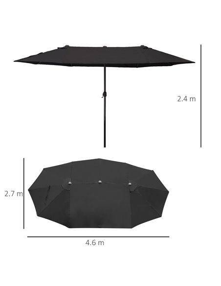 Outsunny 4.6m Double-Sided Patio Parasol Sun Umbrella-Black 84D-031V01BK - pic 48789 | FastDaddyshop