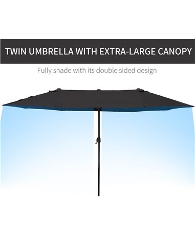 Outsunny 4.6m Double-Sided Patio Parasol Sun Umbrella-Black 84D-031V01BK