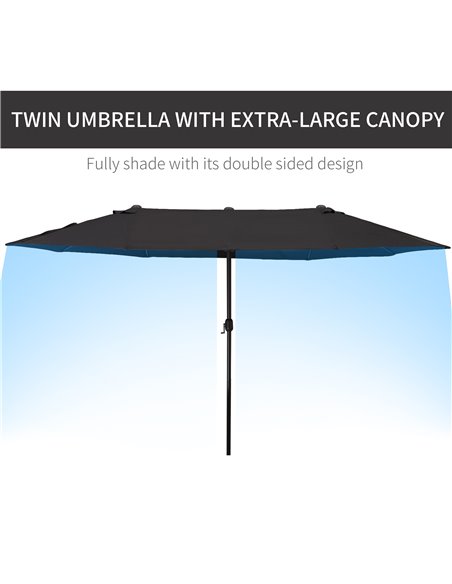 Outsunny 4.6m Double-Sided Patio Parasol Sun Umbrella-Black 84D-031V01BK - pic 48790 | FastDaddyshop