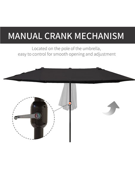 Outsunny 4.6m Double-Sided Patio Parasol Sun Umbrella-Black 84D-031V01BK - pic 48791 | FastDaddyshop