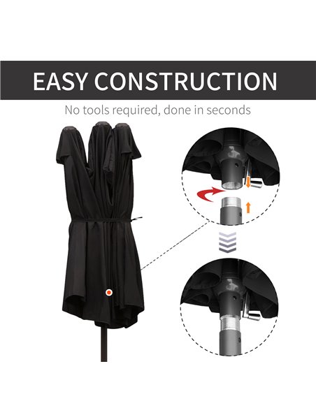 Outsunny 4.6m Double-Sided Patio Parasol Sun Umbrella-Black 84D-031V01BK - pic 48792 | FastDaddyshop