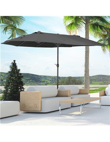Outsunny 4.6m Double-Sided Patio Parasol Sun Umbrella-Black 84D-031V01BK