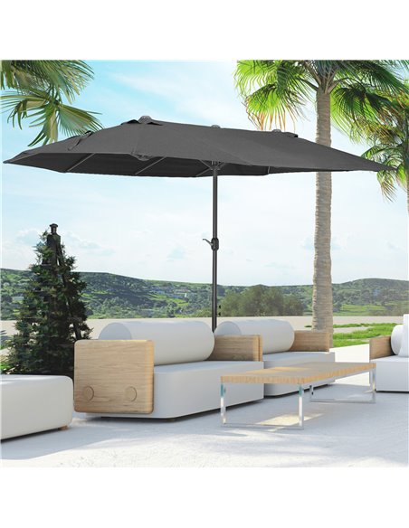 Outsunny 4.6m Double-Sided Patio Parasol Sun Umbrella-Black 84D-031V01BK - pic 48795 | FastDaddyshop