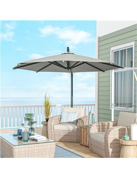 Outsunny 3 m Cantilever Banana Parasol with Cross Base, 360° Rotation Patio Umbrella with Crank Handle, Tilt, Beige 84D-314V00BG - pic 48803 | FastDaddyshop