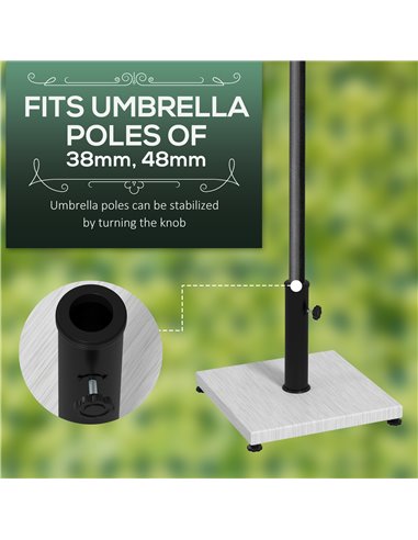 Outsunny 12kg Garden Parasol Base with Adjustable Foot Pad, Concrete Umbrella Stand with Wood Effect Decorative Base and Adjusta