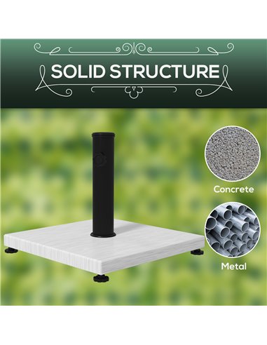 Outsunny 12kg Garden Parasol Base with Adjustable Foot Pad, Concrete Umbrella Stand with Wood Effect Decorative Base and Adjusta