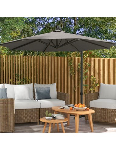 Outsunny 3 m Cantilever Banana Parasol with Cross Base, Dark Grey 84D-314V00CG