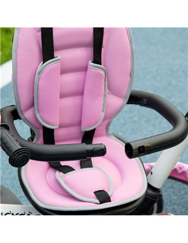 HOMCOM 7-in-1 Tricycle for Kids, Baby Trike with Rotatable Seat, Adjustable Push Handle Safety Harness Detachable Canopy Semi-re