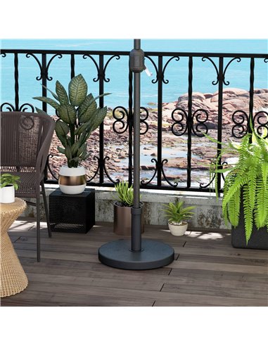 Outsunny 15kg Concrete Umbrella Parasol Base with Rattan Effect 46.5cm Dia Heavy Duty Parasol Stand for Outdoor Patio Umbrella 8