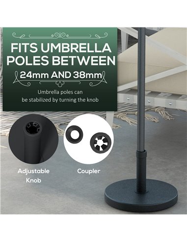 Outsunny 15kg Concrete Umbrella Parasol Base with Rattan Effect 46.5cm Dia Heavy Duty Parasol Stand for Outdoor Patio Umbrella 8