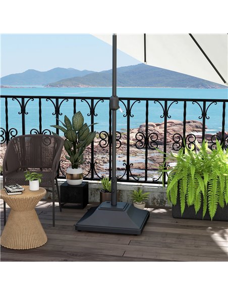 Outsunny 60kg Square Parasol Base with Wheels, 38mm, 48mm Heavy Duty Plastic Umbrella Stand, Fillable Parasol Stand for Outdoor  - pic 48842 | FastDaddyshop