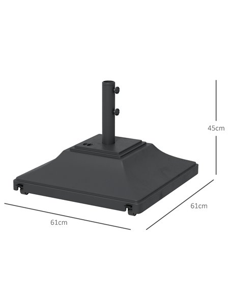 Outsunny 60kg Square Parasol Base with Wheels, 38mm, 48mm Heavy Duty Plastic Umbrella Stand, Fillable Parasol Stand for Outdoor  - pic 48843 | FastDaddyshop