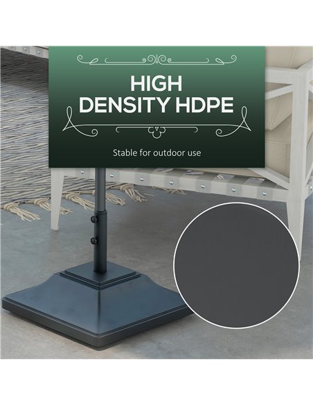 Outsunny 60kg Square Parasol Base with Wheels, 38mm, 48mm Heavy Duty Plastic Umbrella Stand, Fillable Parasol Stand for Outdoor  - pic 48846 | FastDaddyshop
