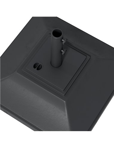 Outsunny 60kg Square Parasol Base with Wheels, 38mm, 48mm Heavy Duty Plastic Umbrella Stand, Fillable Parasol Stand for Outdoor 