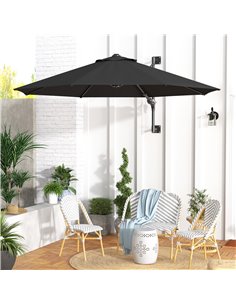 Outsunny Wall Mounted Umbrella with Vent, Charcoal Grey 84D-311V00CG 2