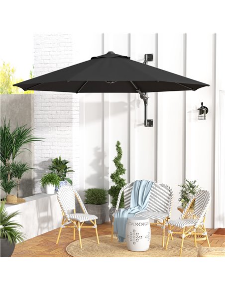 Outsunny Wall Mounted Umbrella with Vent, Garden Patio Parasol Umbrella Sun Shade Canopy, Charcoal Grey 84D-311V00CG - pic 48851 | FastDaddyshop