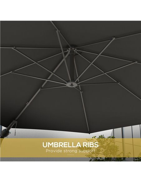 Outsunny Wall Mounted Umbrella with Vent, Garden Patio Parasol Umbrella Sun Shade Canopy, Charcoal Grey 84D-311V00CG - pic 48856 | FastDaddyshop