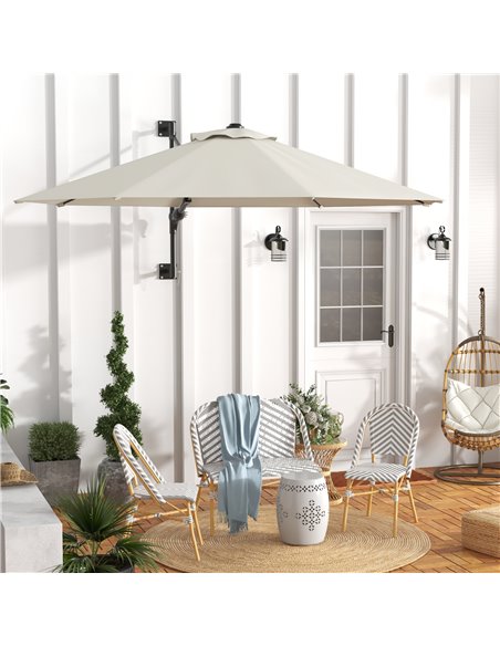 Outsunny Wall Mounted Umbrella with Vent, Garden Patio Parasol Umbrella Sun Shade Canopy, Beige 84D-311V00BG - pic 48860 | FastDaddyshop