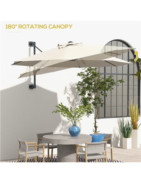 Outsunny Wall Mounted Umbrella with Vent, Garden Patio Parasol Umbrella Sun Shade Canopy, Beige 84D-311V00BG - pic 48862 | FastDaddyshop