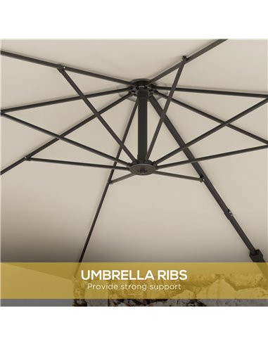 Outsunny Wall Mounted Umbrella with Vent, Garden Patio Parasol Umbrella Sun Shade Canopy, Beige 84D-311V00BG