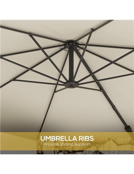Outsunny Wall Mounted Umbrella with Vent, Garden Patio Parasol Umbrella Sun Shade Canopy, Beige 84D-311V00BG - pic 48865 | FastDaddyshop