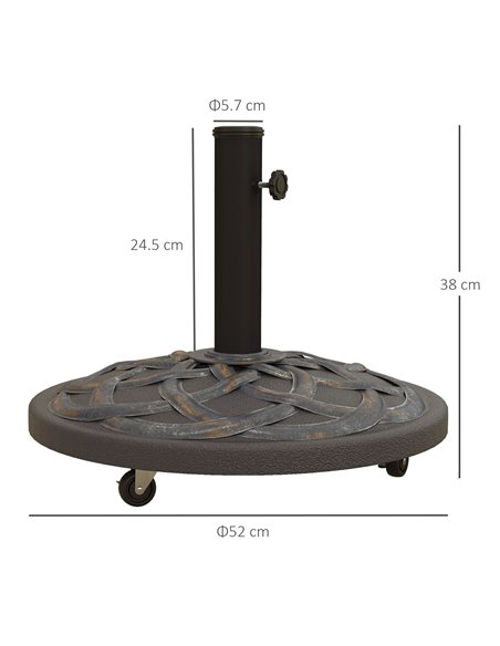 Outsunny 27kg Rolling Parasol Base with Wheels, Heavy Duty Concrete Umbrella Stand with Decorative Base, Bronze Tone 84D-308V00T - pic 48870 | FastDaddyshop
