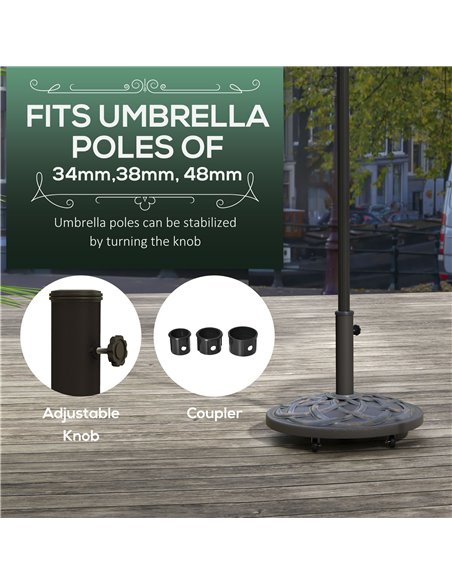 Outsunny 27kg Rolling Parasol Base with Wheels, Heavy Duty Concrete Umbrella Stand with Decorative Base, Bronze Tone 84D-308V00T - pic 48871 | FastDaddyshop